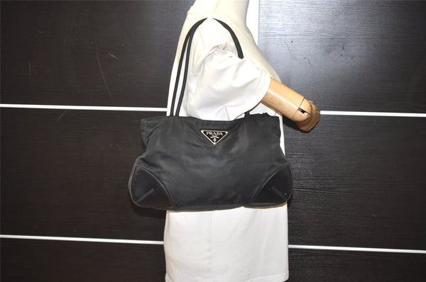 Authentic PRADA Nylon Tessuto Leather Shoulder Hand Bag Purse Black 3264I