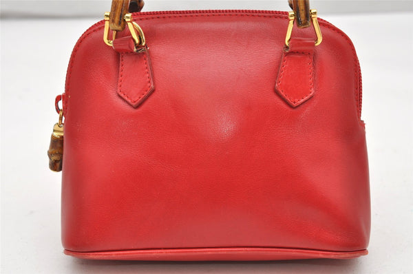 Authentic GUCCI Bamboo 2way Hand Shoulder Bag Purse Leather Red Junk 3264K