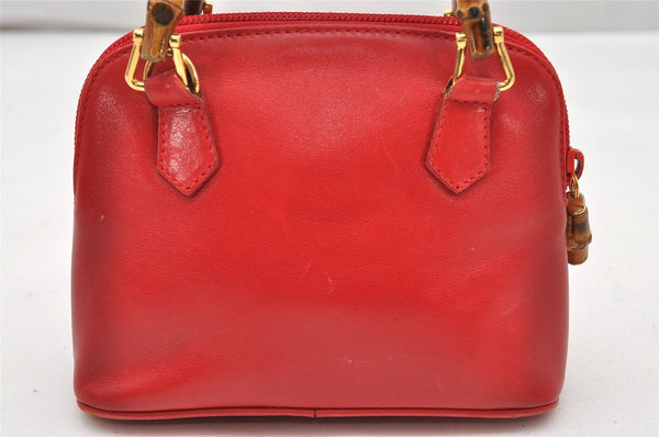 Authentic GUCCI Bamboo 2way Hand Shoulder Bag Purse Leather Red Junk 3264K
