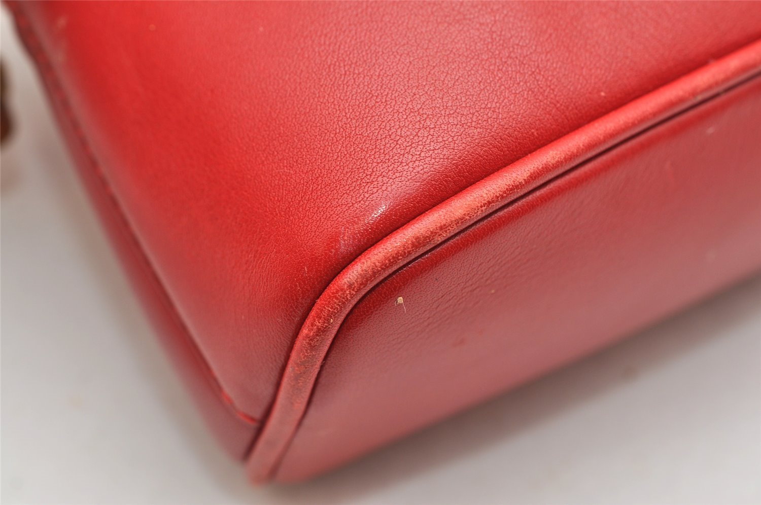 Authentic GUCCI Bamboo 2way Hand Shoulder Bag Purse Leather Red Junk 3264K