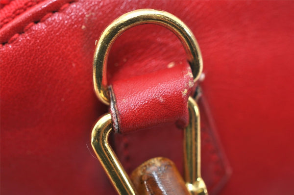 Authentic GUCCI Bamboo 2way Hand Shoulder Bag Purse Leather Red Junk 3264K