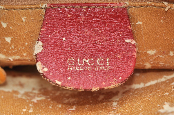 Authentic GUCCI Bamboo 2way Hand Shoulder Bag Purse Leather Red Junk 3264K