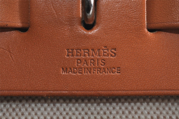 Authentic HERMES Her Bag PM 2 In 1 2Way Hand Bag Canvas White Black 3265J