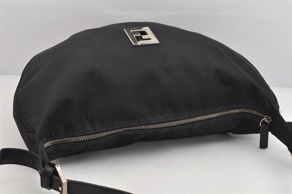 Authentic FENDI Vintage Shoulder Hand Bag Purse Nylon Leather Black 3266K