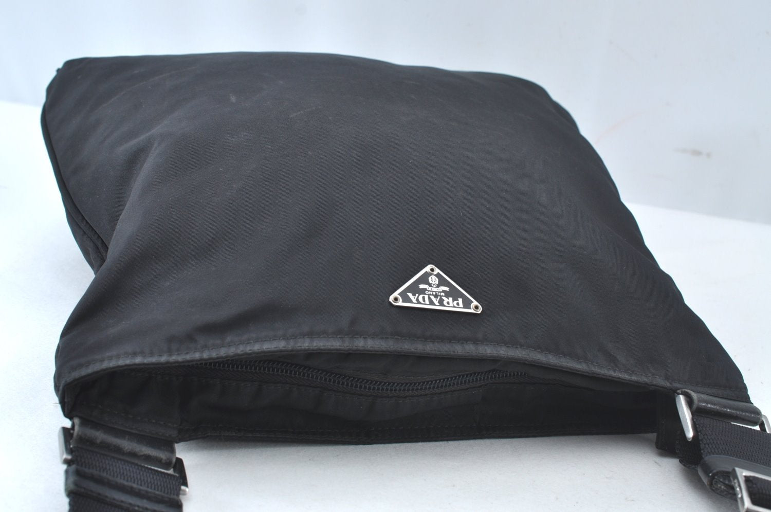 Authentic PRADA Nylon Tessuto Leather Shoulder Cross Body Bag Purse Black 3269I