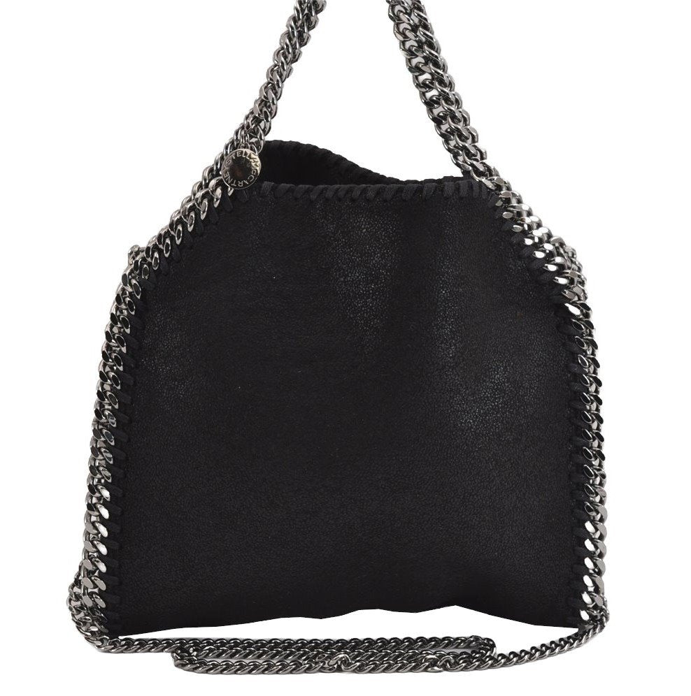 Authentic Stella McCartney Falabella Mini Shoulder Hand Bag Leather Black 3270J