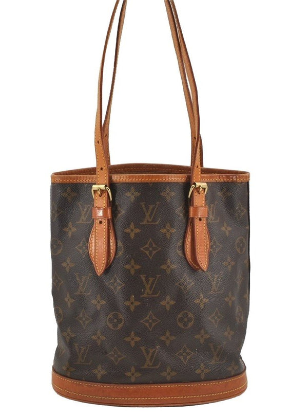 Authentic Louis Vuitton Monogram Bucket PM Shoulder Tote Bag M42238 Junk 3273J