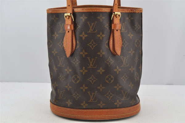 Authentic Louis Vuitton Monogram Bucket PM Shoulder Tote Bag M42238 Junk 3273J