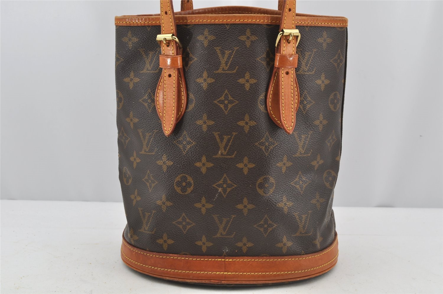 Authentic Louis Vuitton Monogram Bucket PM Shoulder Tote Bag M42238 Junk 3273J