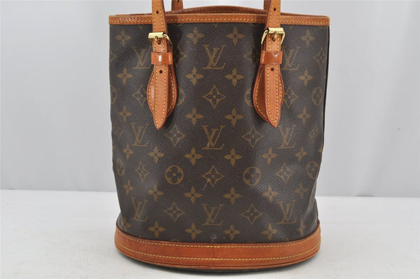 Authentic Louis Vuitton Monogram Bucket PM Shoulder Tote Bag M42238 Junk 3273J
