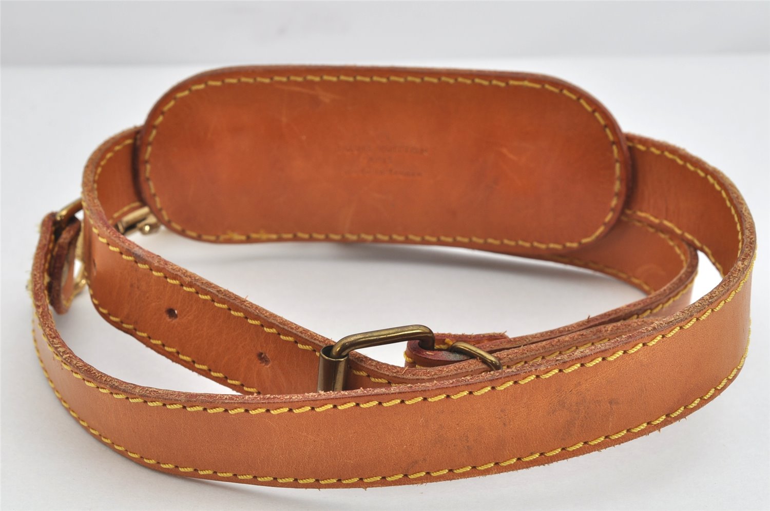 Authentic Louis Vuitton Leather Shoulder Strap Beige 38-42.9