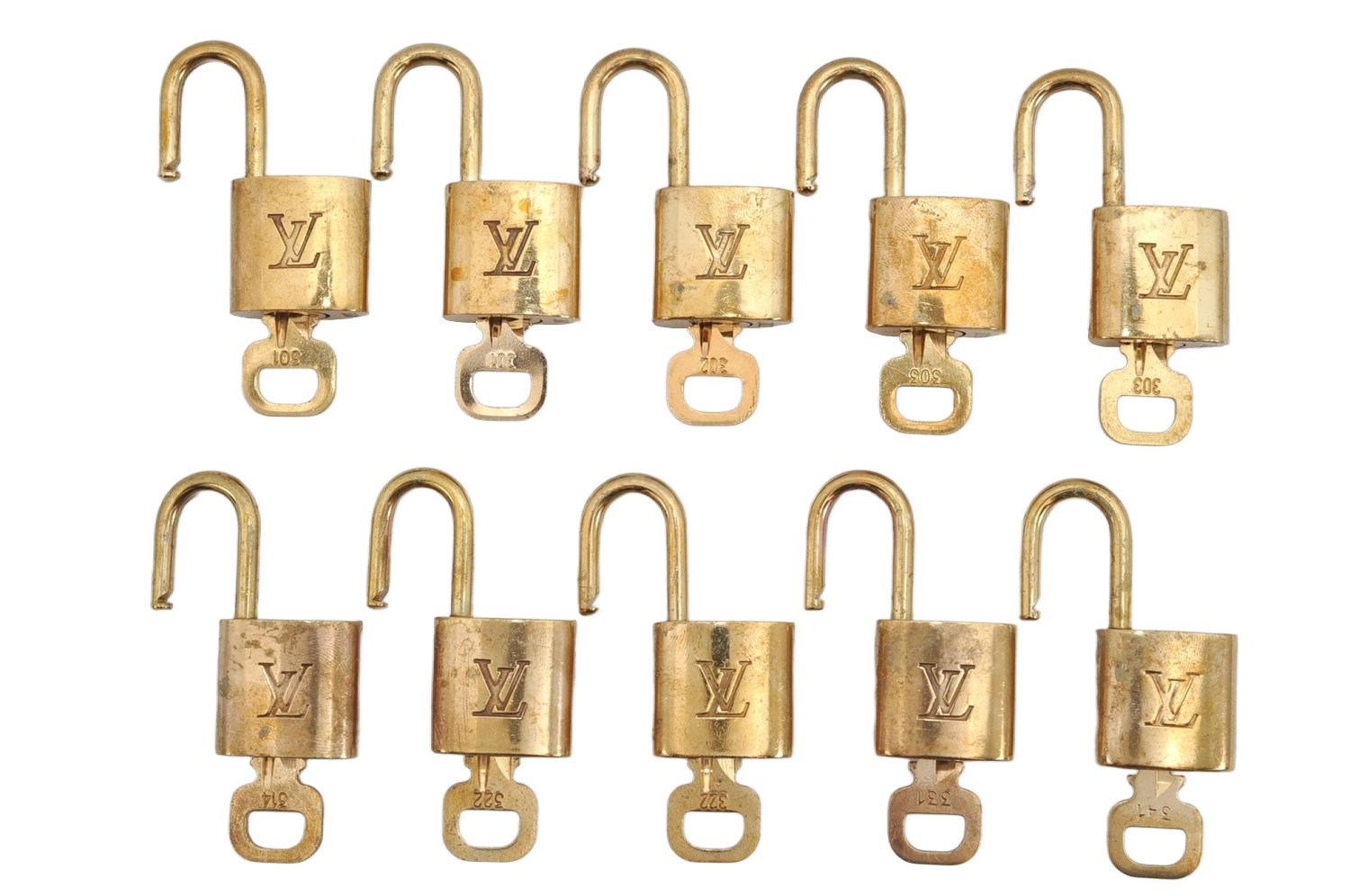 Authentic Louis Vuitton Padlock & Keys 10Set LV 3283K