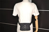 Authentic GUCCI Vintage Waist Body Bag Purse GG Canvas Leather 92543 Black 3285I