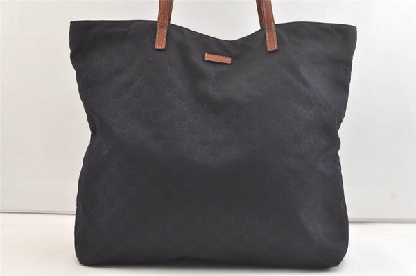 Authentic GUCCI Shoulder Tote Bag GG Nylon Leather 295252 Navy Junk 3285K