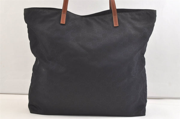 Authentic GUCCI Shoulder Tote Bag GG Nylon Leather 295252 Navy Junk 3285K