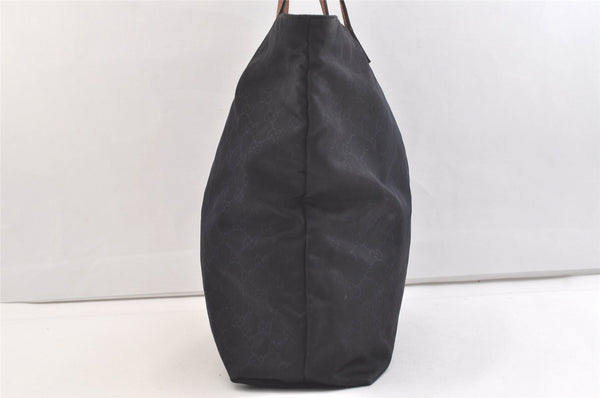 Authentic GUCCI Shoulder Tote Bag GG Nylon Leather 295252 Navy Junk 3285K