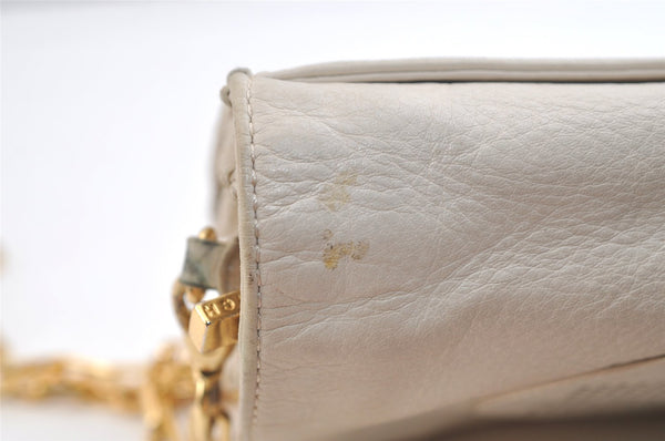 Authentic TORY BURCH Kipp Shoulder Cross Body Bag Purse Leather White 3286K