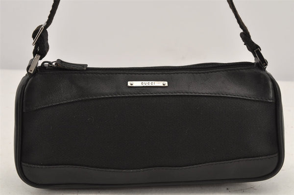 Authentic GUCCI Vintage Hand Bag Pouch Purse Canvas Leather 92820 Black 3287K