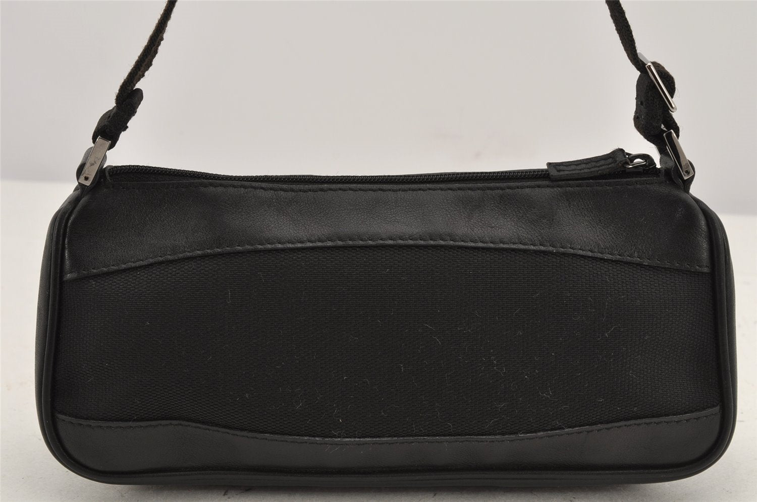 Authentic GUCCI Vintage Hand Bag Pouch Purse Canvas Leather 92820 Black 3287K