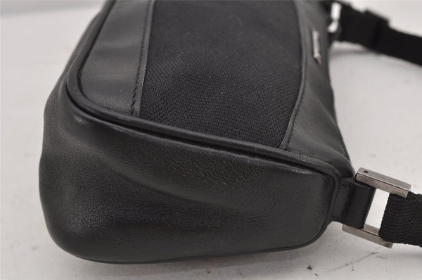 Authentic GUCCI Vintage Hand Bag Pouch Purse Canvas Leather 92820 Black 3287K