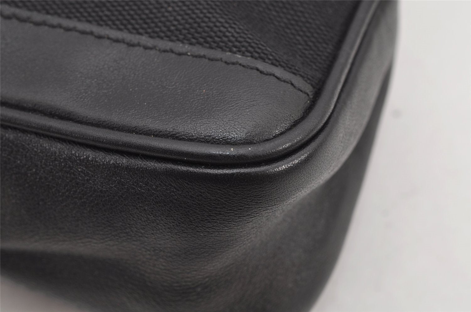 Authentic GUCCI Vintage Hand Bag Pouch Purse Canvas Leather 92820 Black 3287K