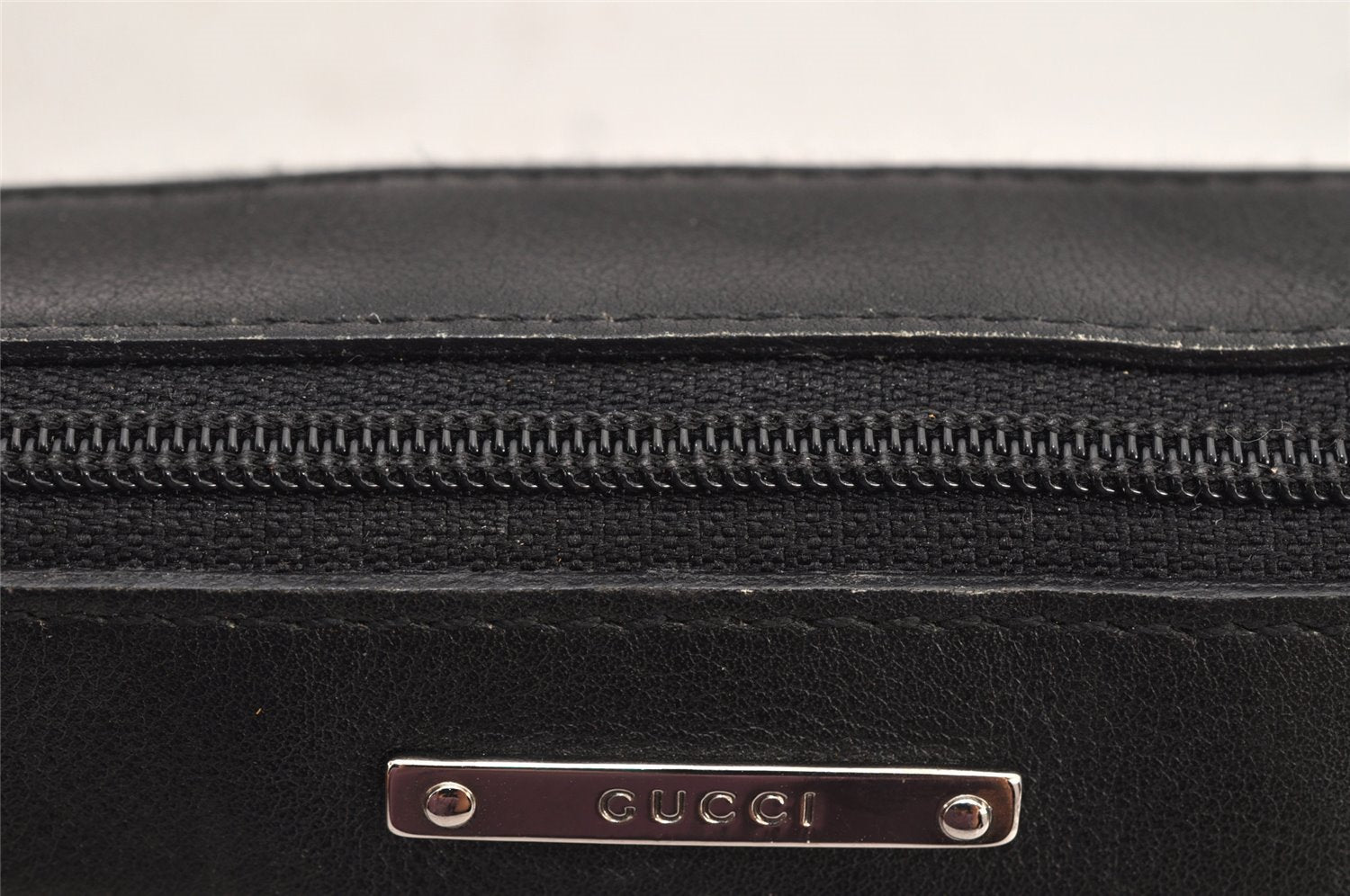 Authentic GUCCI Vintage Hand Bag Pouch Purse Canvas Leather 92820 Black 3287K