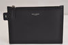 Authentic SAINT LAURENT Vintage Clutch Bag Pouch Purse Leather Black 3289J