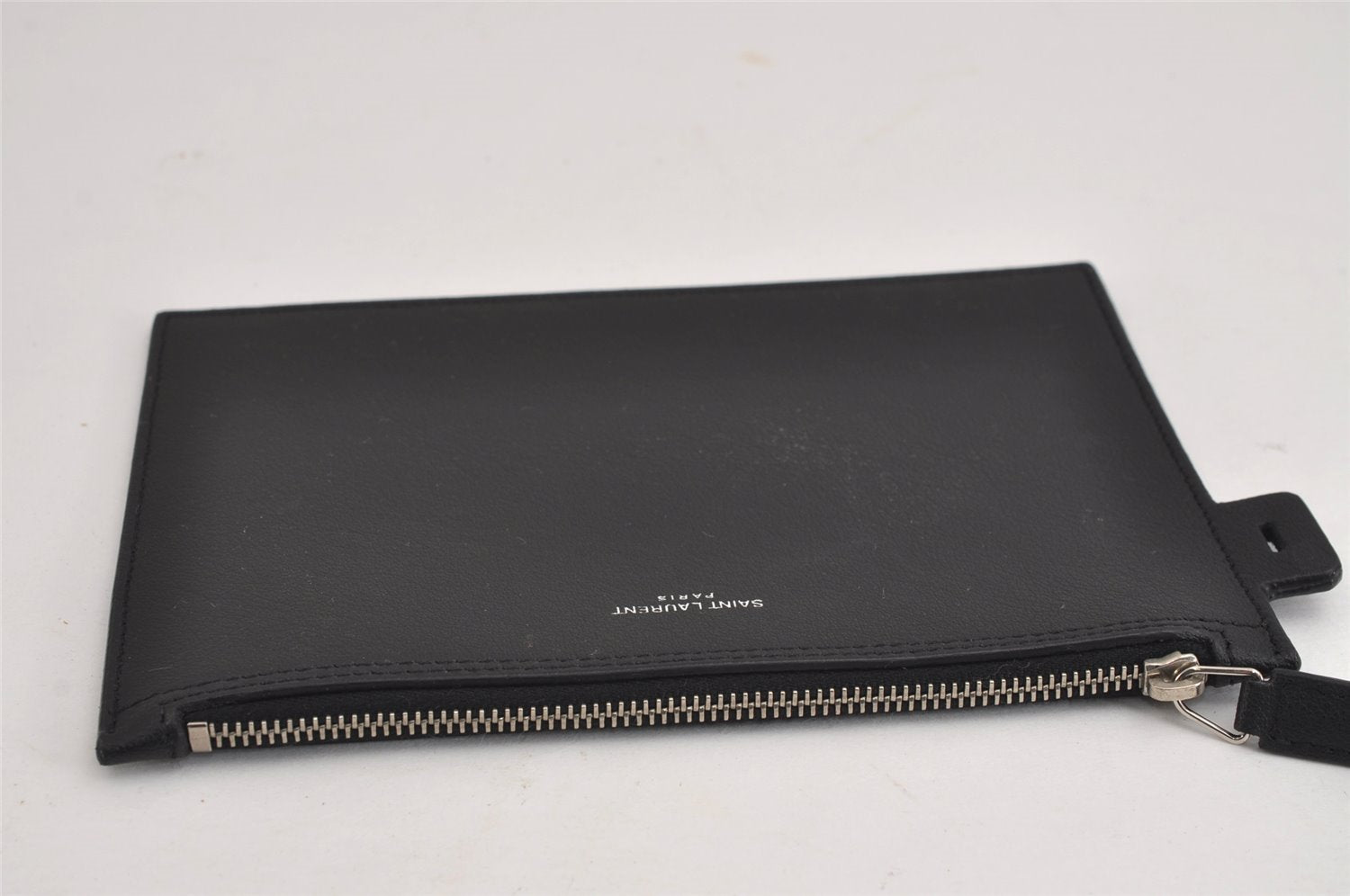 Authentic SAINT LAURENT Vintage Clutch Bag Pouch Purse Leather Black 3289J