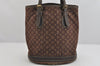 Auth Louis Vuitton Monogram Mini Lin Bucket PM Shoulder Bag M95226 Brown 3289K