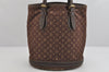 Auth Louis Vuitton Monogram Mini Lin Bucket PM Shoulder Bag M95226 Brown 3289K