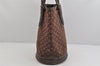 Auth Louis Vuitton Monogram Mini Lin Bucket PM Shoulder Bag M95226 Brown 3289K