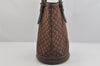 Auth Louis Vuitton Monogram Mini Lin Bucket PM Shoulder Bag M95226 Brown 3289K
