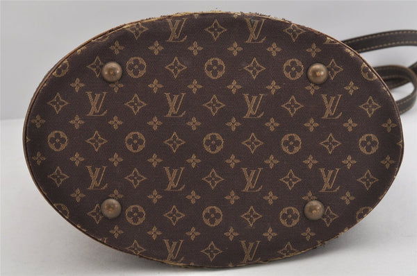 Auth Louis Vuitton Monogram Mini Lin Bucket PM Shoulder Bag M95226 Brown 3289K