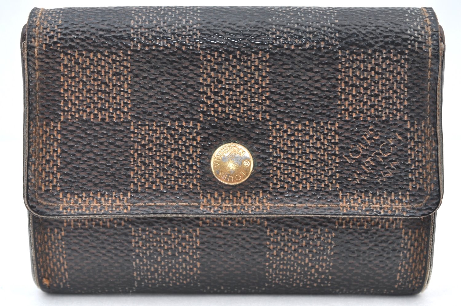 Authentic Louis Vuitton Damier Porte Monnaie Plat Coin Purse N61930 LV 3290H