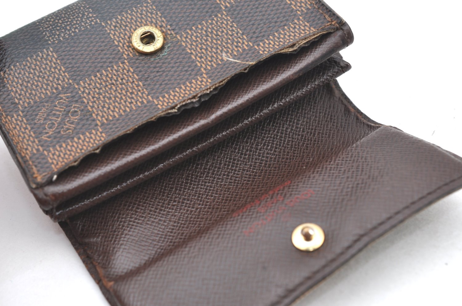 Authentic Louis Vuitton Damier Porte Monnaie Plat Coin Purse N61930 LV 3290H