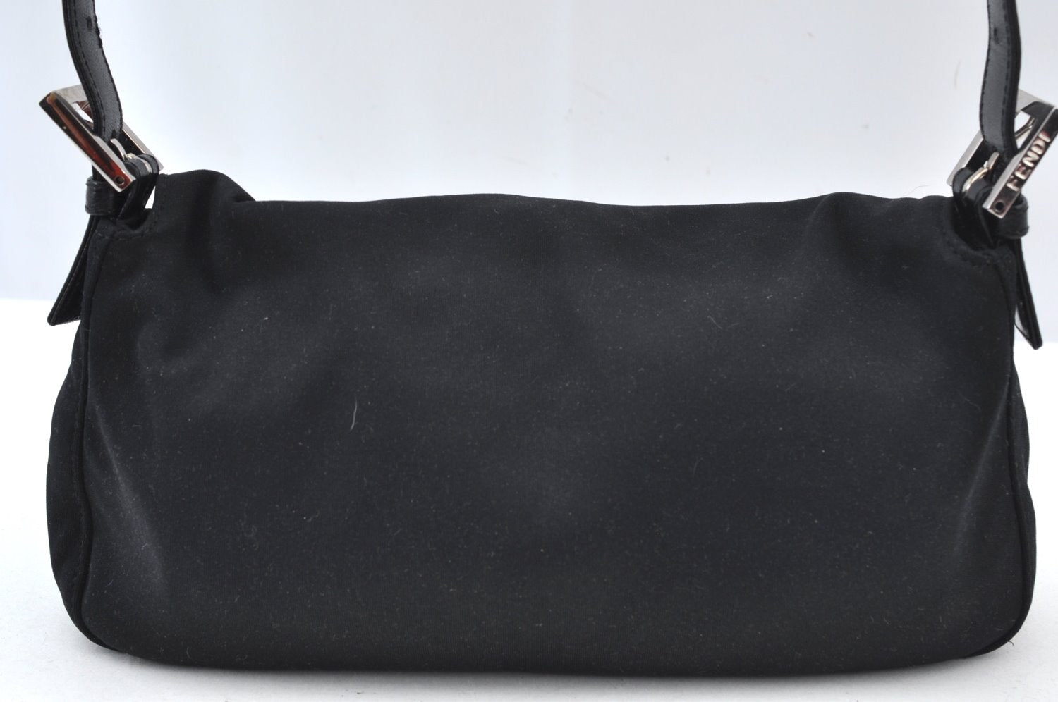 Authentic FENDI Mamma Baguette Shoulder Hand Bag Jersey Leather Black Junk 3290I