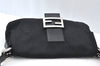 Authentic FENDI Mamma Baguette Shoulder Hand Bag Jersey Leather Black Junk 3290I