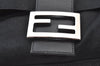Authentic FENDI Mamma Baguette Shoulder Hand Bag Jersey Leather Black Junk 3290I