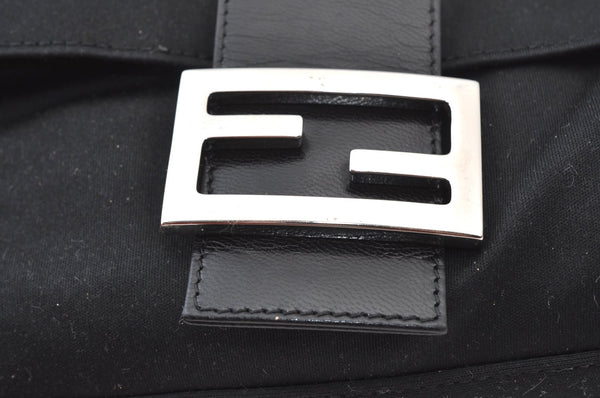 Authentic FENDI Mamma Baguette Shoulder Hand Bag Jersey Leather Black Junk 3290I
