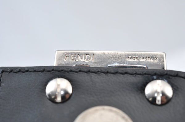 Authentic FENDI Mamma Baguette Shoulder Hand Bag Jersey Leather Black Junk 3290I