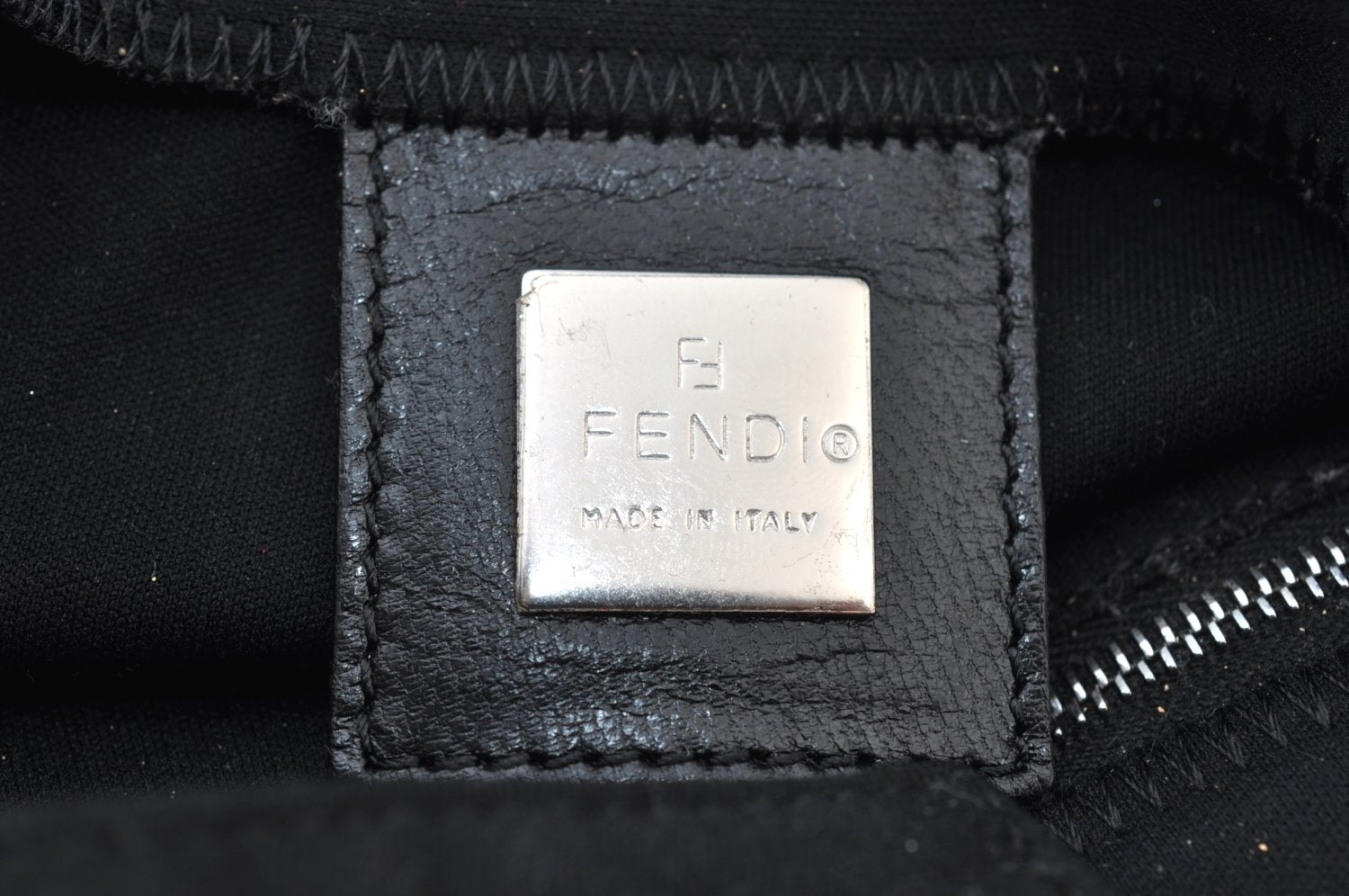 Authentic FENDI Mamma Baguette Shoulder Hand Bag Jersey Leather Black Junk 3290I