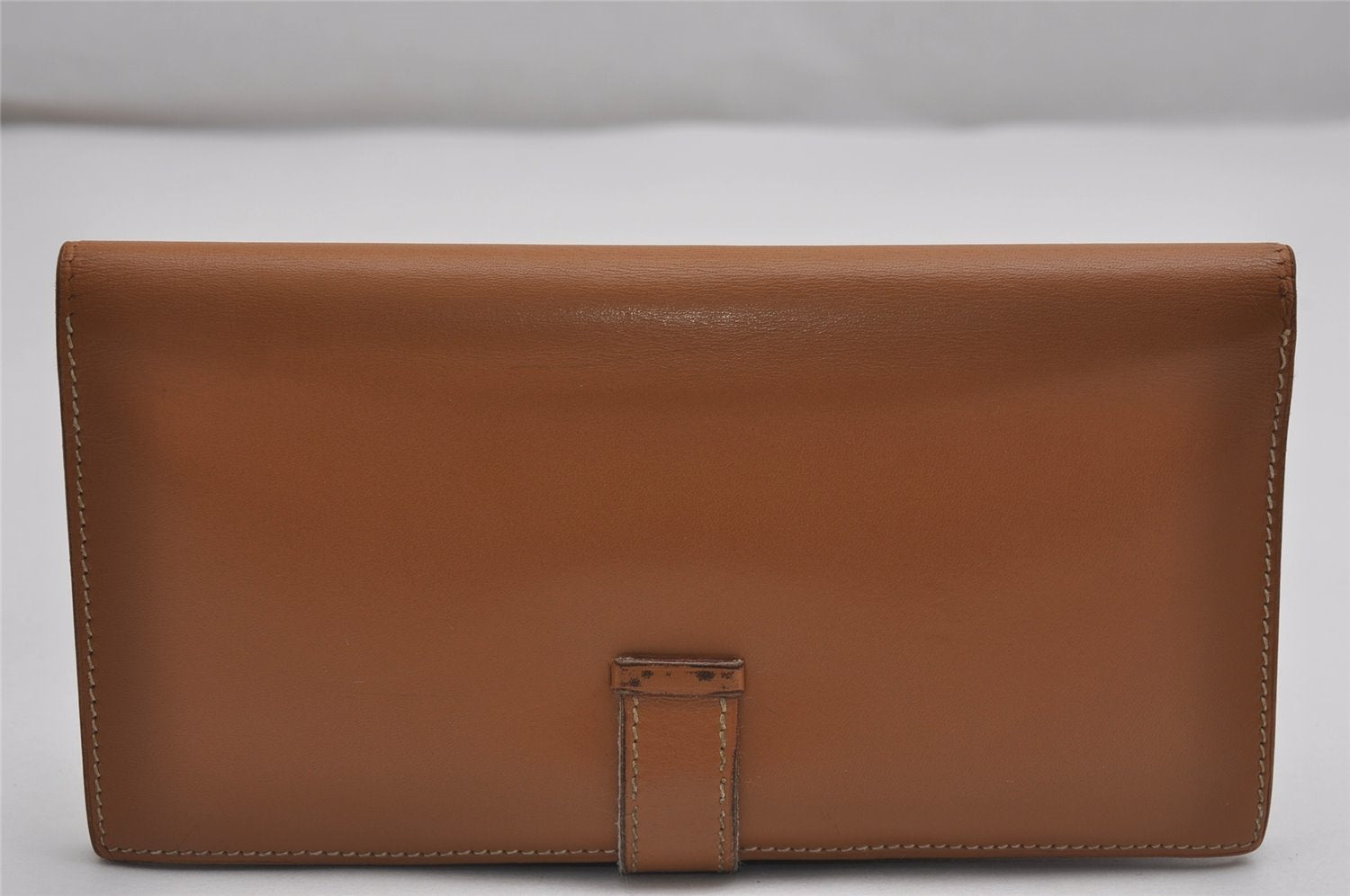 Authentic HERMES Vintage Bearn Classic Leather Long Wallet Purse Brown 3290J