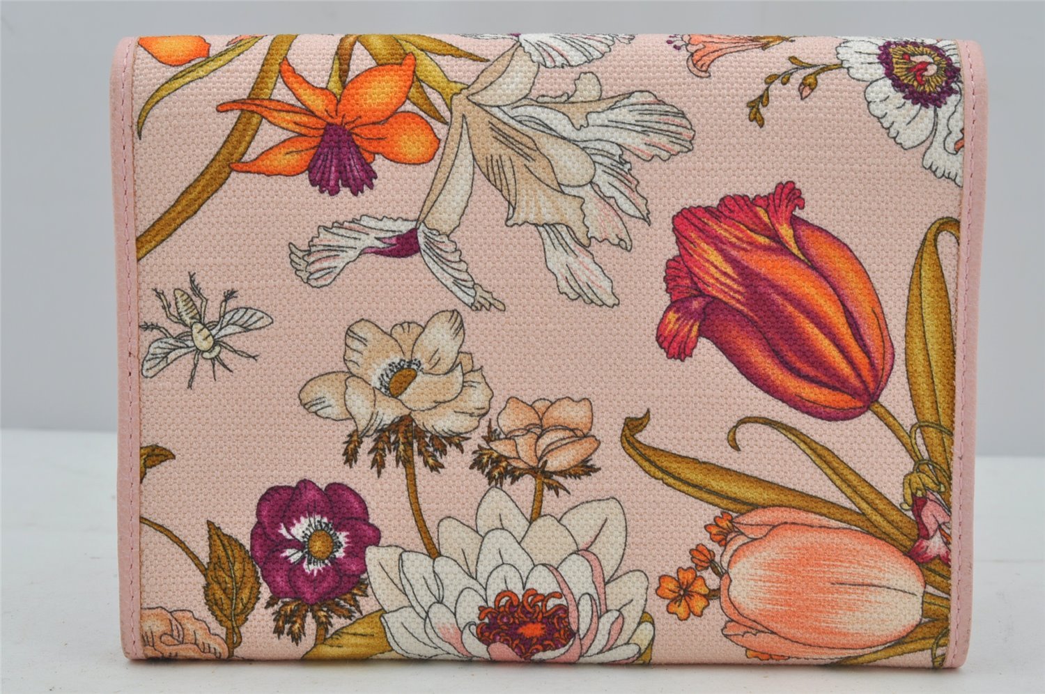 Authentic GUCCI Flora Clutch Hand Bag Pouch Canvas Leather 577350 Pink 3291J