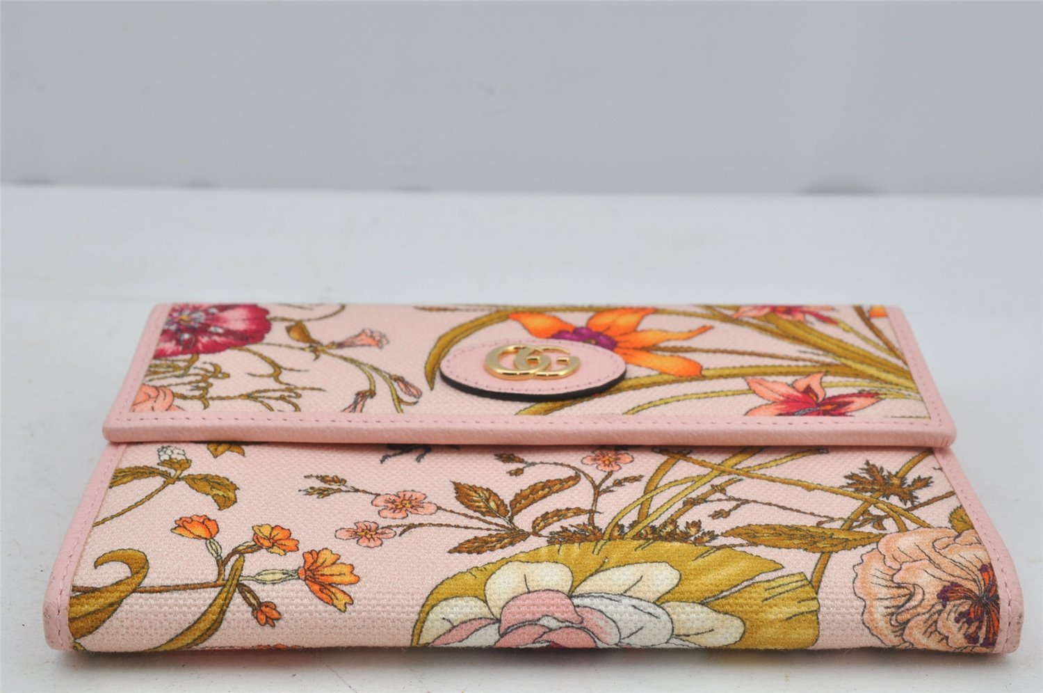 Authentic GUCCI Flora Clutch Hand Bag Pouch Canvas Leather 577350 Pink 3291J