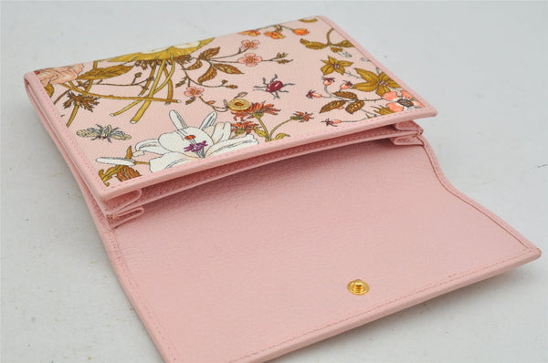 Authentic GUCCI Flora Clutch Hand Bag Pouch Canvas Leather 577350 Pink 3291J