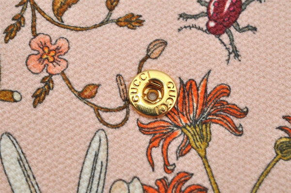 Authentic GUCCI Flora Clutch Hand Bag Pouch Canvas Leather 577350 Pink 3291J