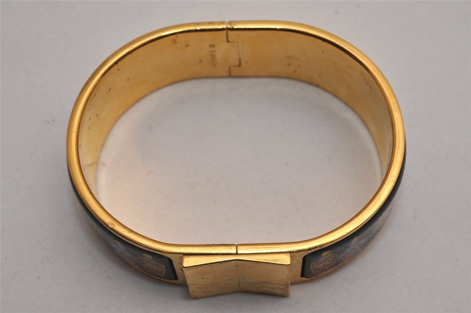 Authentic HERMES Clic Clac Email GM Bangle Bracelet Accessory Gold Black 3292J