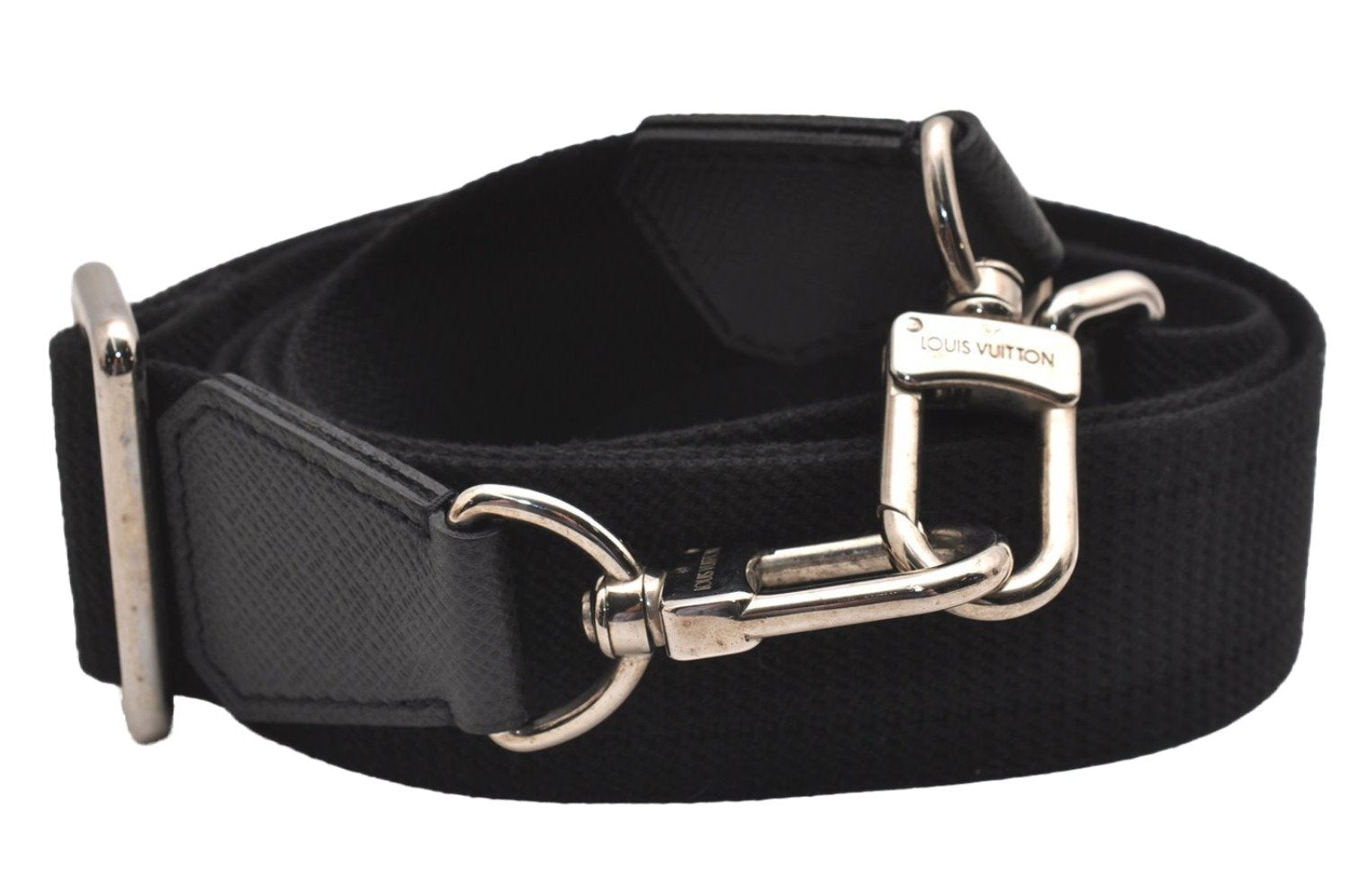 Authentic Louis Vuitton Canvas Leather Shoulder Strap Black 39.0-61.0