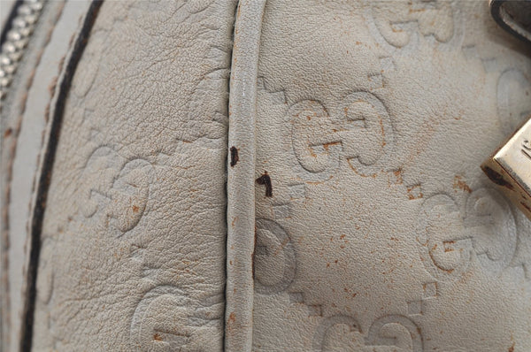 Authentic GUCCI Princy Guccissima GG Leather Shoulder Bag 161720 White 3294I