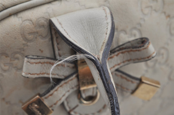 Authentic GUCCI Princy Guccissima GG Leather Shoulder Bag 161720 White 3294I